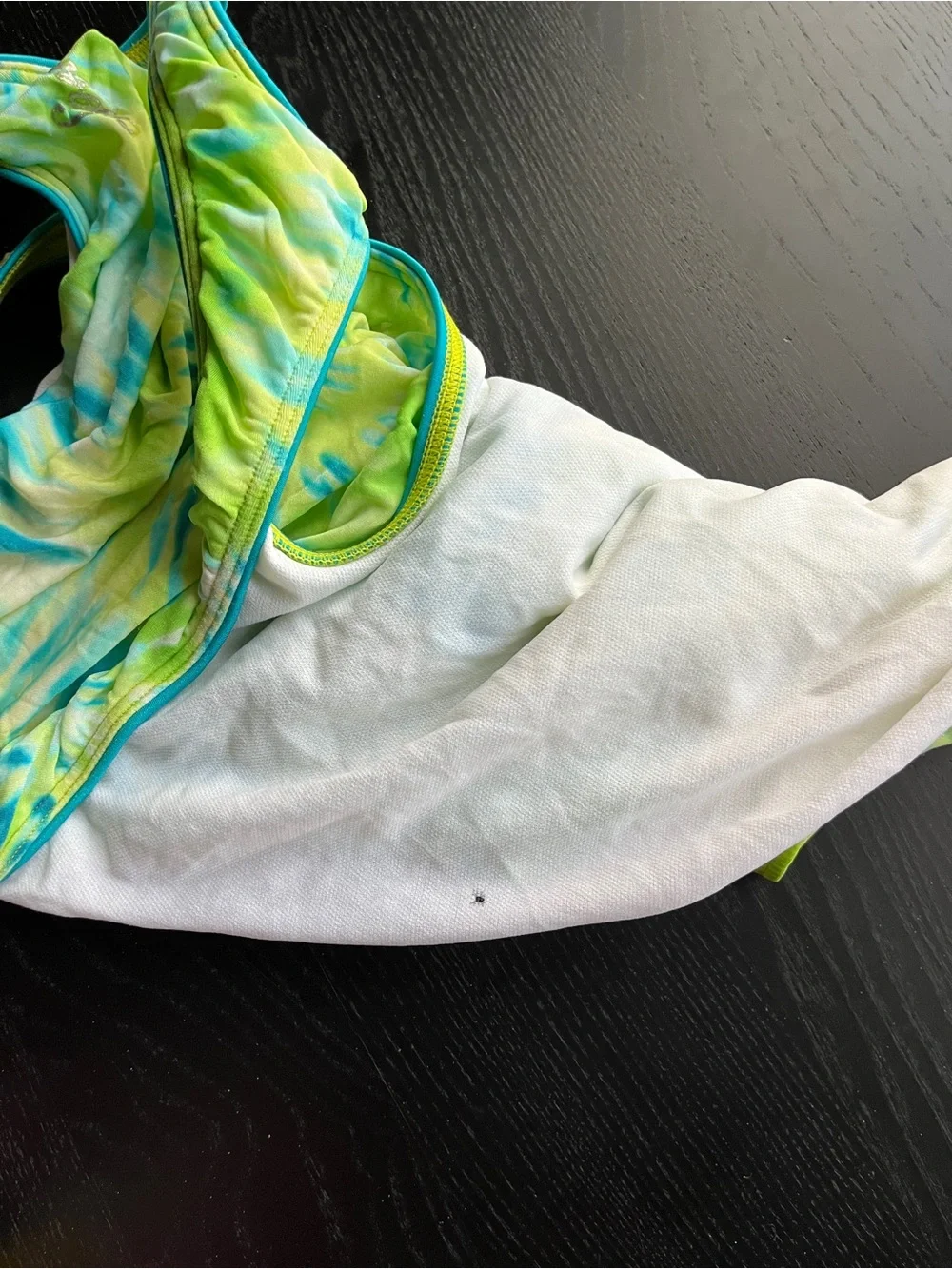 Speedo Girls Lime Green Blue Tie Dye One Piece Swimsuit Size 14 Athletic